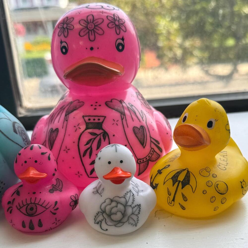 Tattooed Rubber Ducky - 2" small ducks